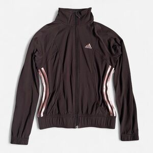 Adidas purple & pink stripe zip up